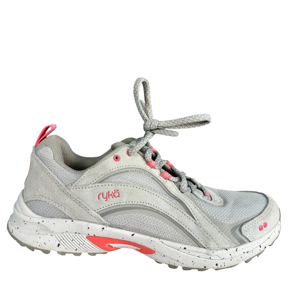 Ryka Sky Walk Walking Shoes Grey Pink Reflective Sneakers Womens 8